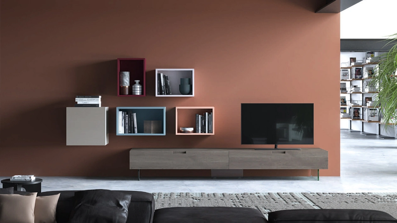 Parete Attrezzata Zero 16 01 in massello di Rovere di Devina Nais