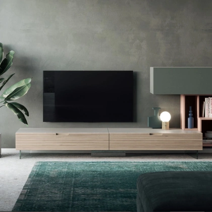 Parete Attrezzata Zero 16 02 in massello di Rovere di Devina Nais