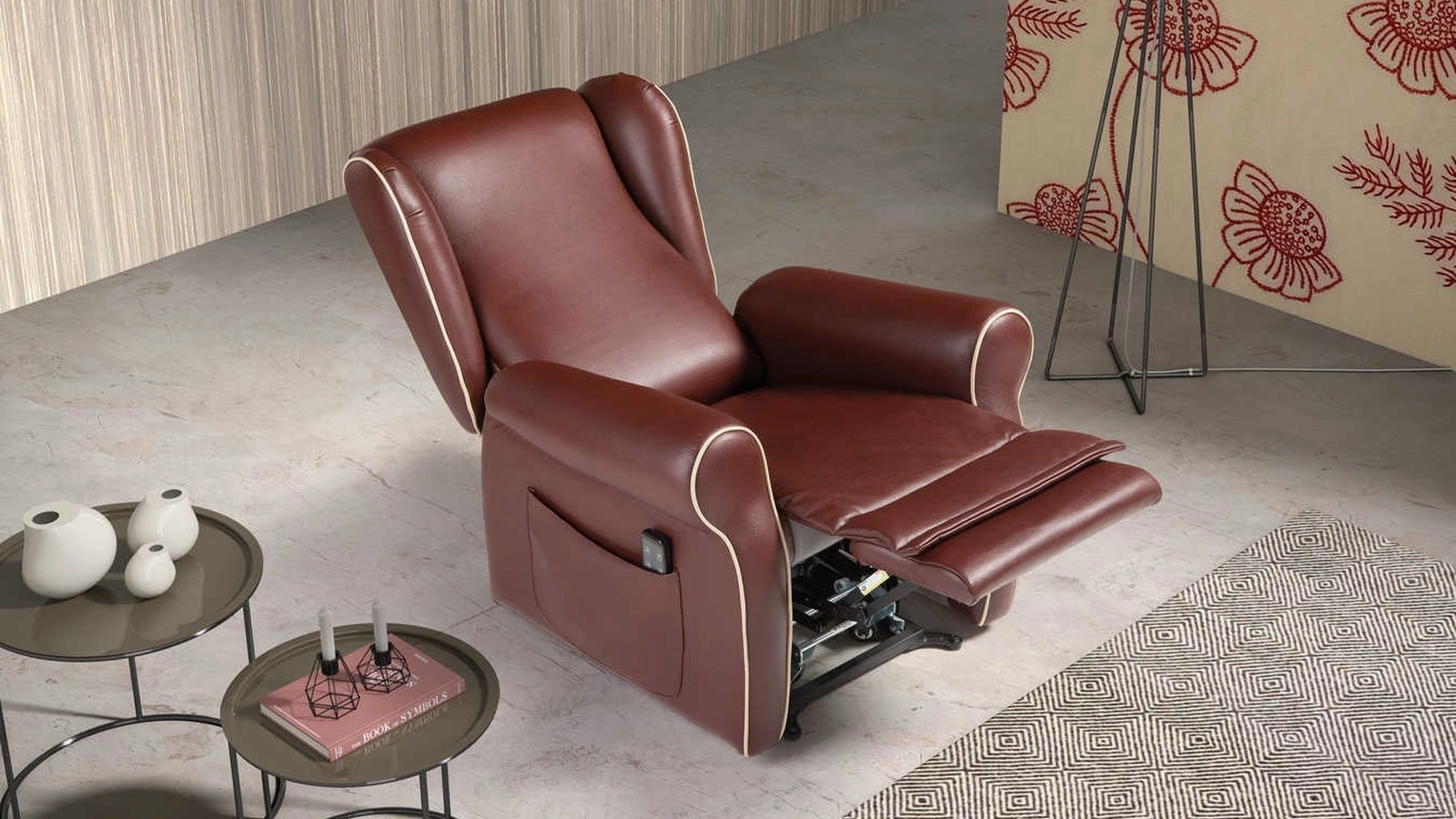 Poltrona Relax in pelle con tasca porta telecomando Reneè di Tancredi salotti