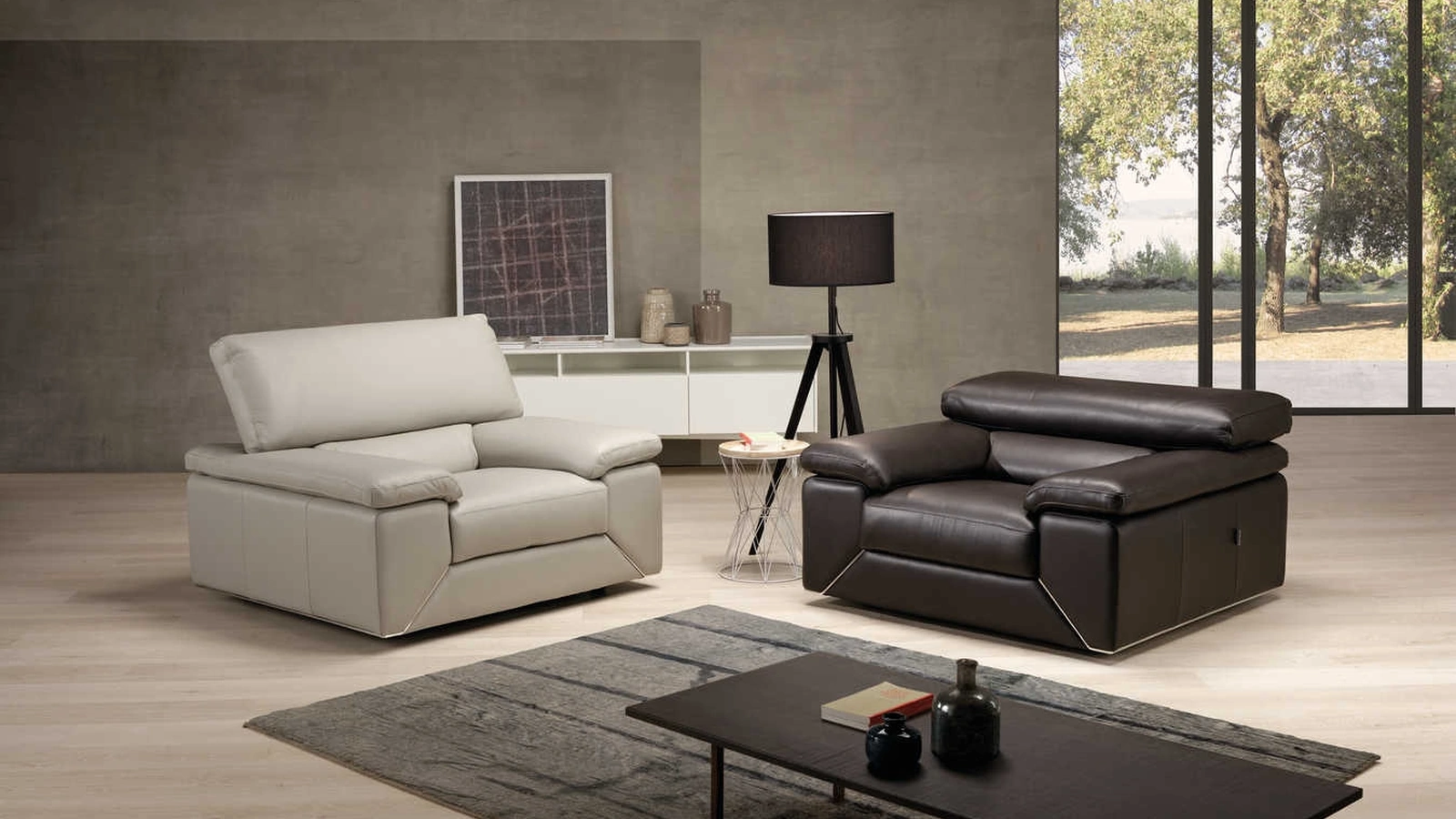 Poltrona in pelle con poggiatesta reclinabile Torino di Tancredi salotti