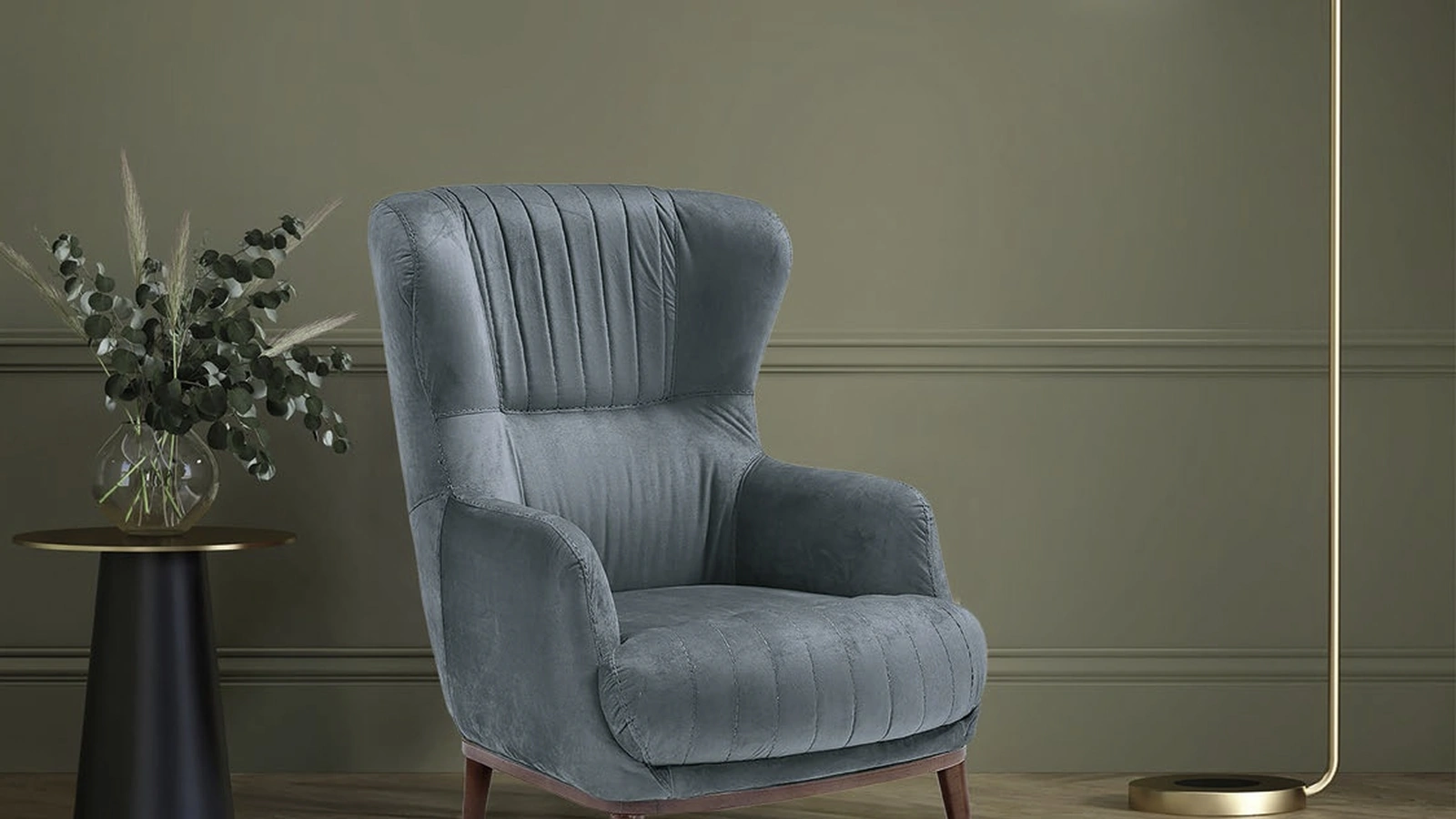 Poltrona classica Urban Style SD216 in tessuto con basamento in Noce massello di Imba Srl