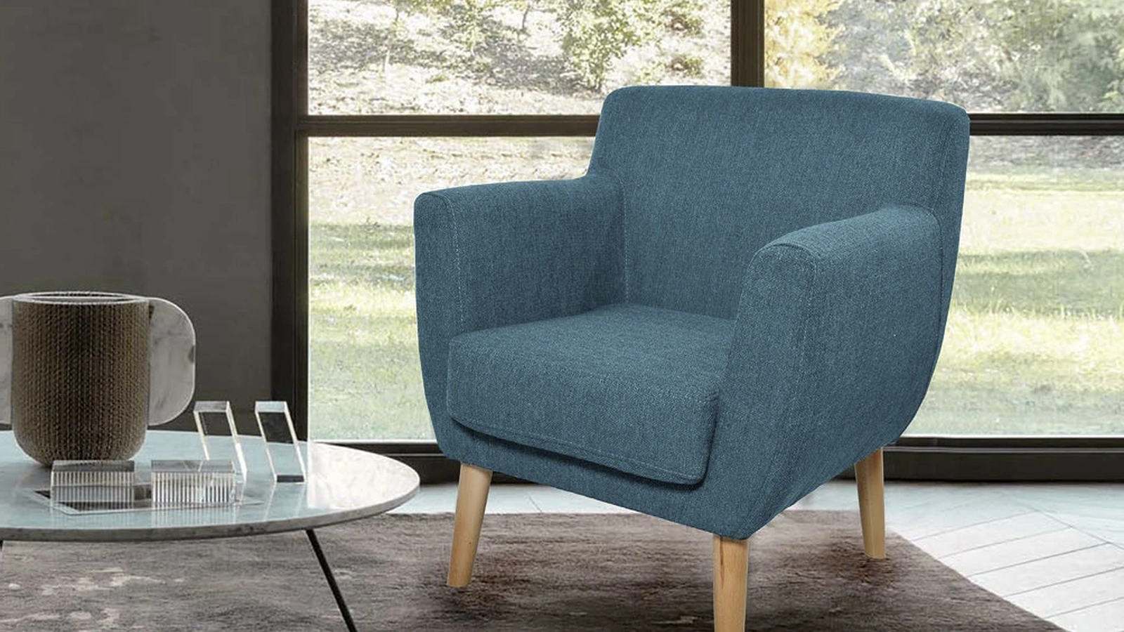 Poltroncina Urban Style SD219 in tessuto con gambe in massello di Faggio di Imba Srl