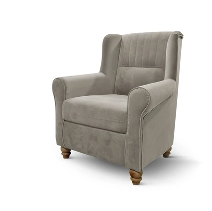 Poltrona classica Urban Style SD225 con rivestimento in velluto e piedini in massello di Faggio di Imba Srl