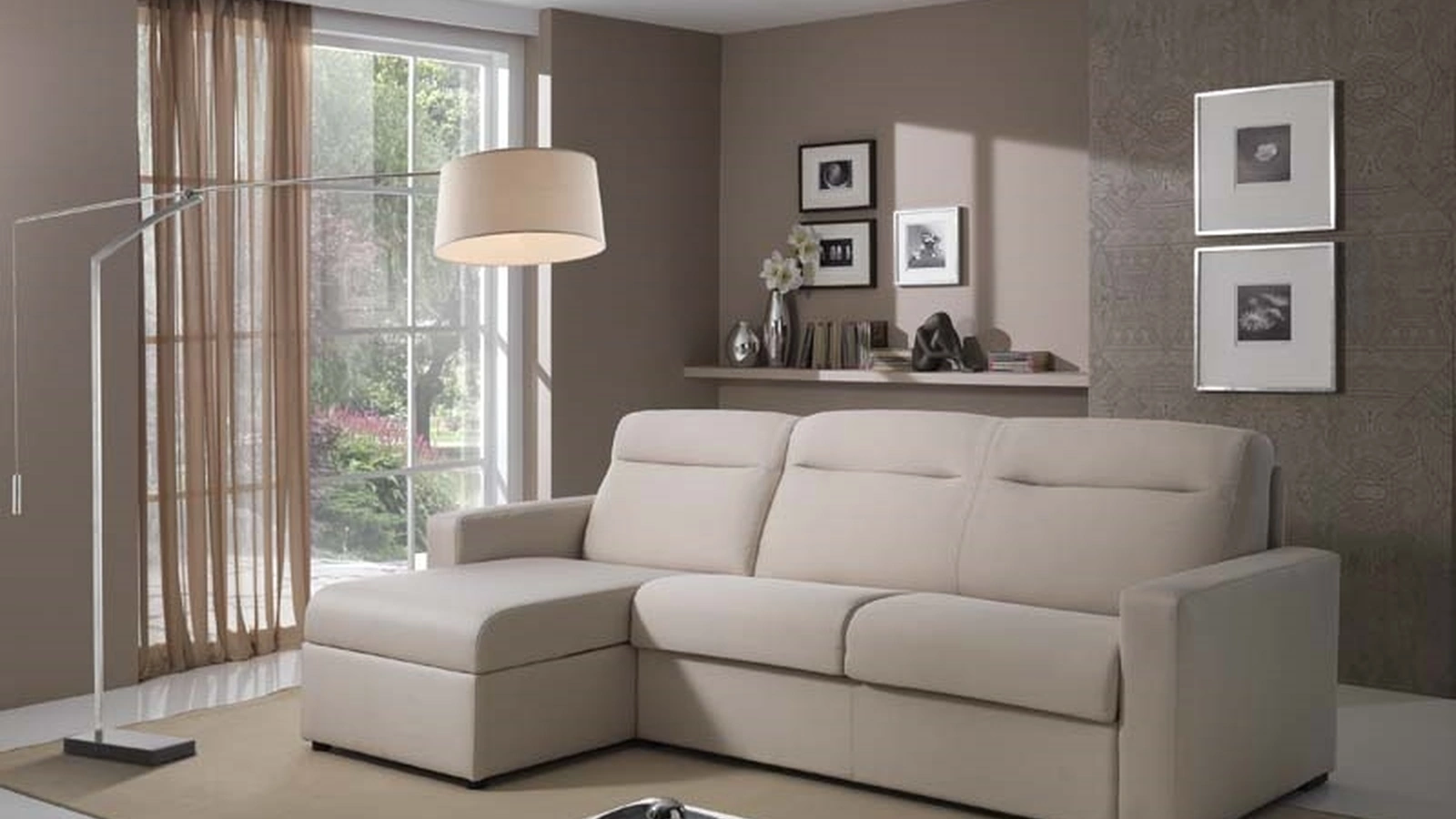 Divano Letto in tessuto imbottito Dolly 18 con penisola di Hoppla