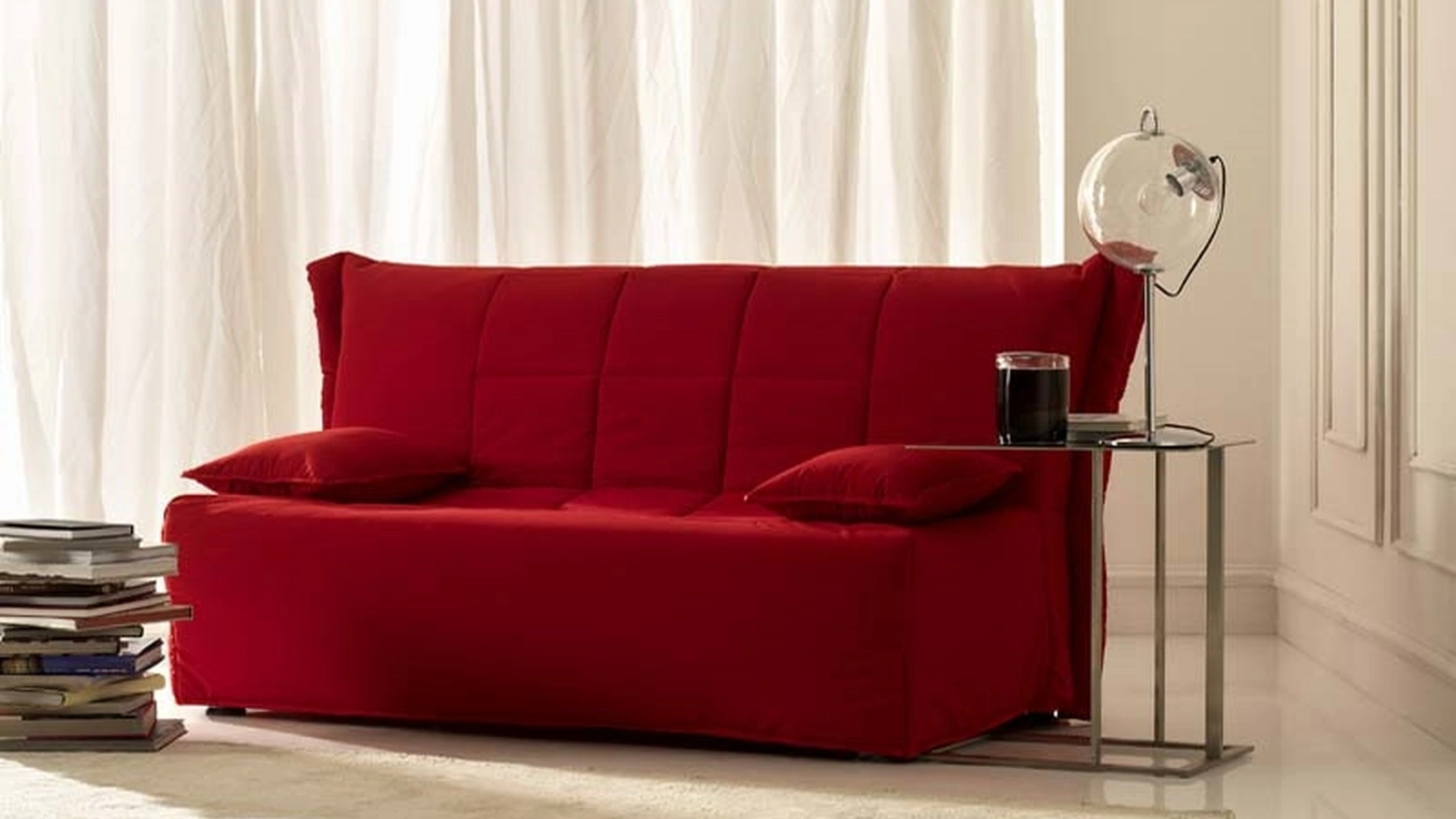 Divano Letto in tessuto rosso Fachiro di Hoppla