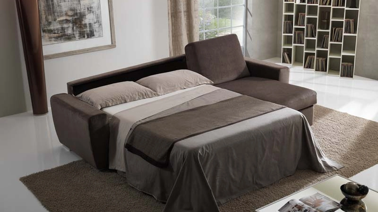 Divano Letto matrimoniale con penisola Hanoi di Hoppla