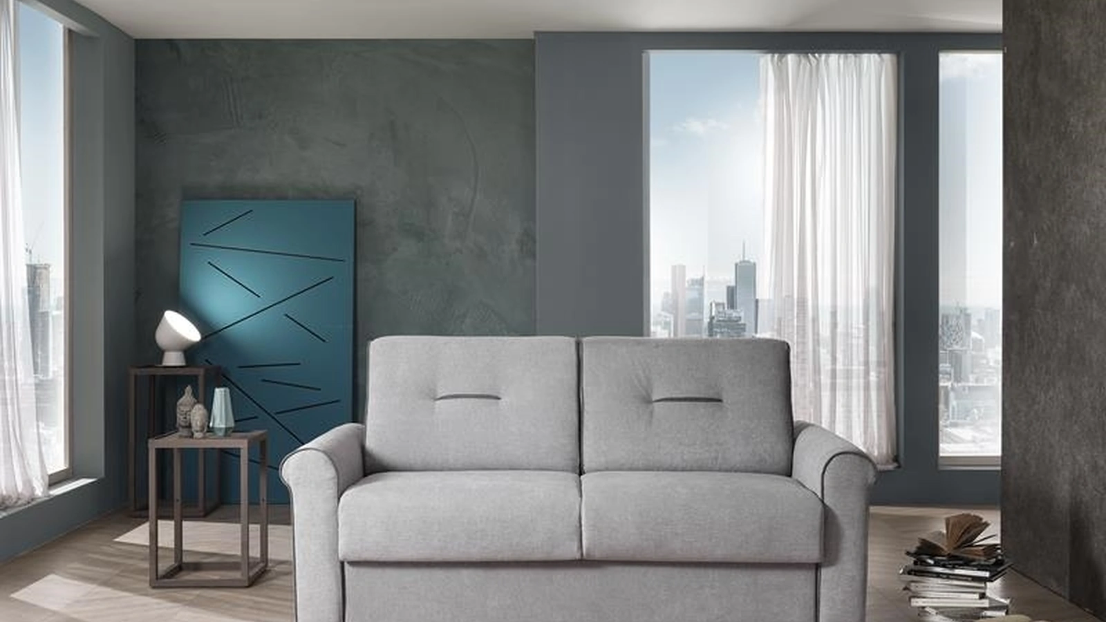 Divano Letto lineare in tessuto Hassenzio 04 di Hoppla