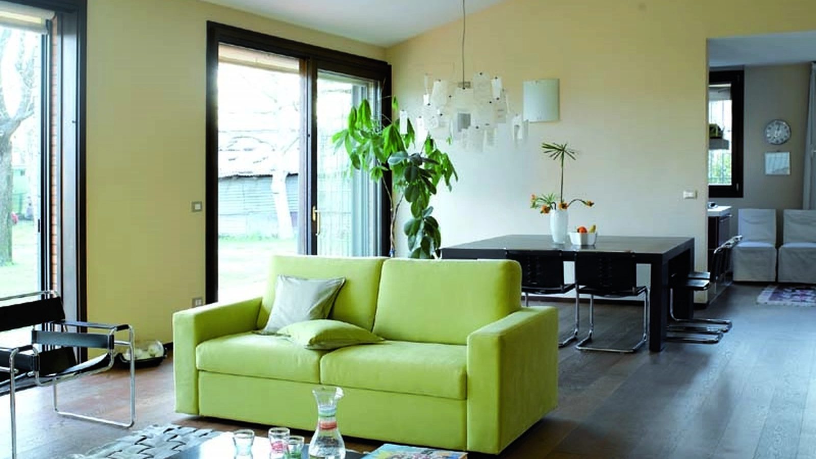 Divano Letto lineare in tessuto con braccioli squadrati Notturno di Hoppla