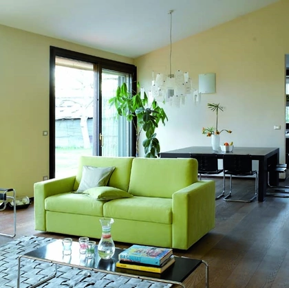 Divano Letto lineare in tessuto con braccioli squadrati Notturno di Hoppla