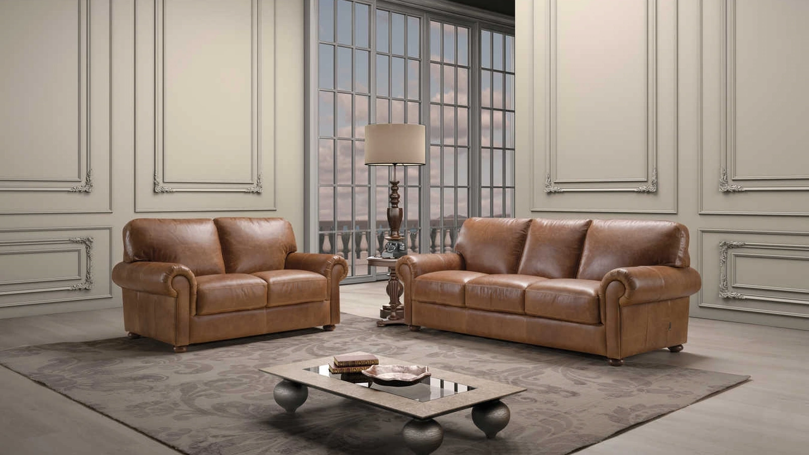 Divano lineare in pelle Perugia di Tancredi salotti