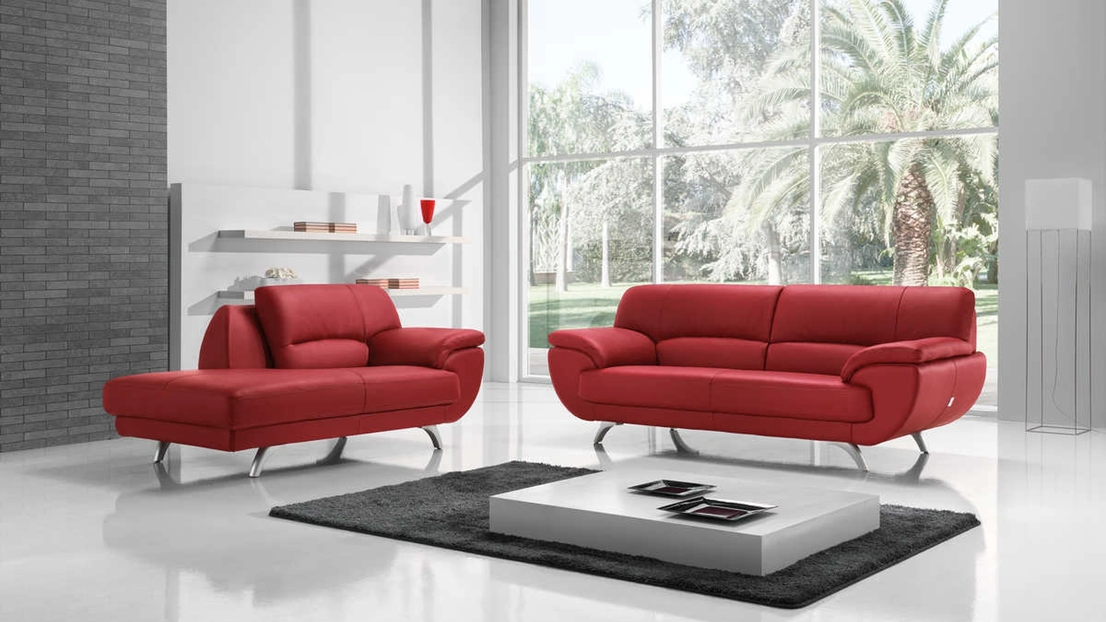 Divano lineare di design in pelle Rosy di Tancredi salotti