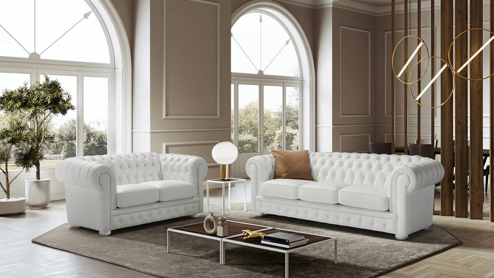 Divano classico lineare in pelle trapuntato Sissy di Tancredi salotti