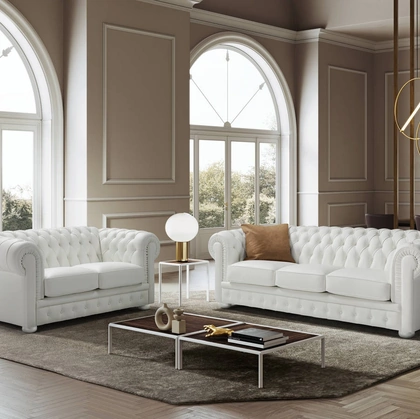Divano classico lineare in pelle trapuntato Sissy di Tancredi salotti