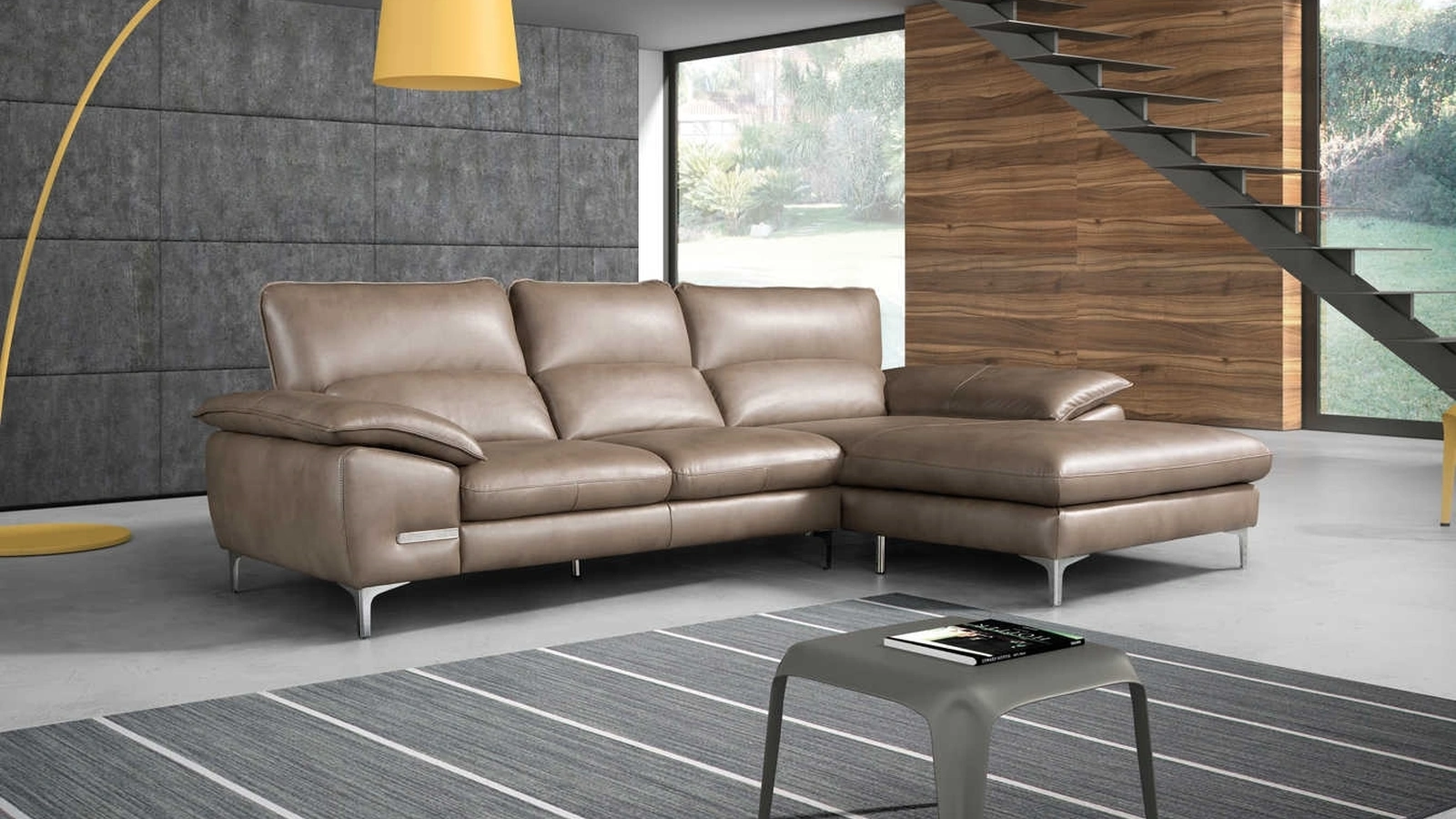 Divano in pelle con penisola Anita di Tancredi salotti