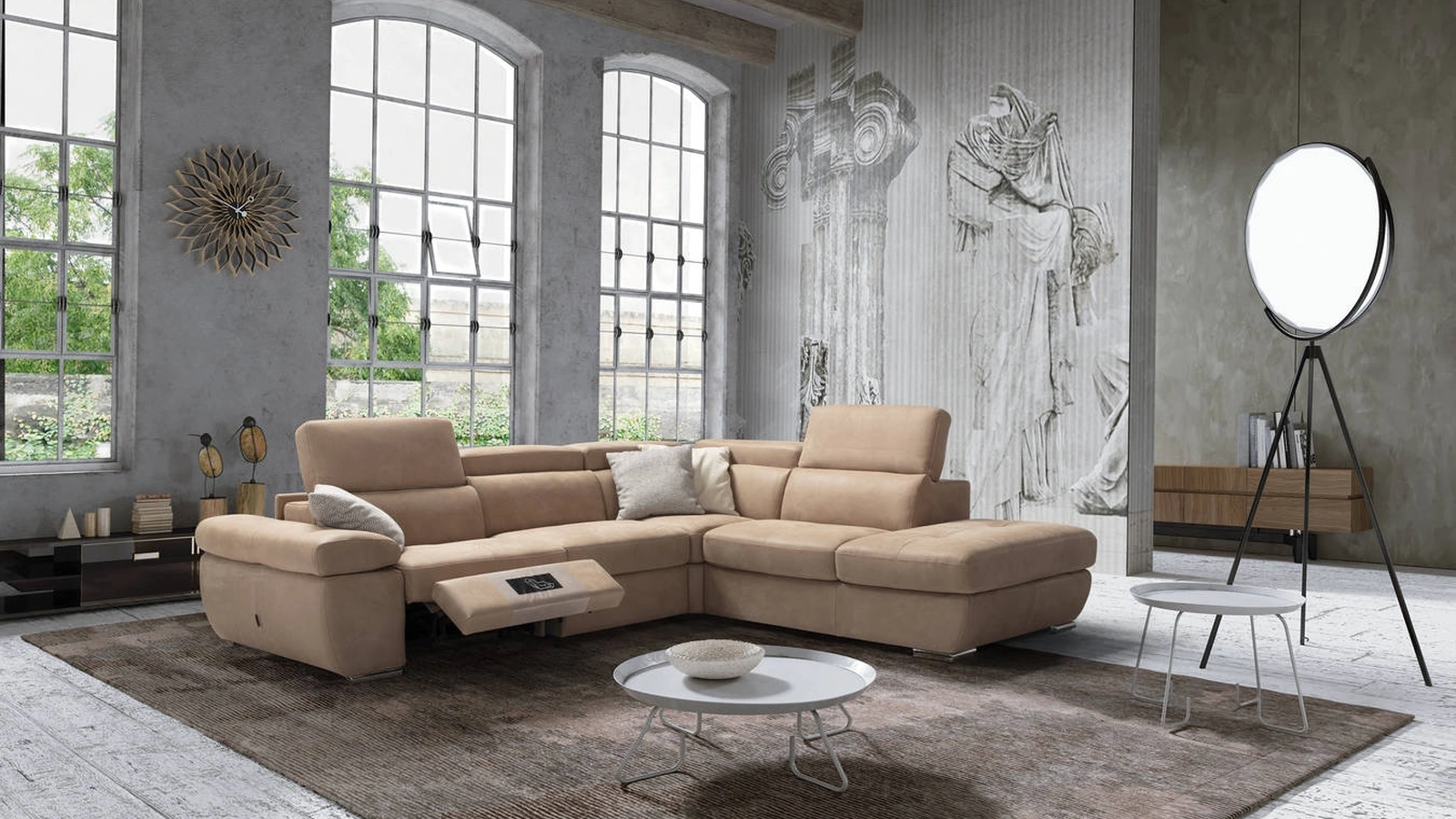 Divano relax angolare in tessuto Aurora di Tancredi salotti