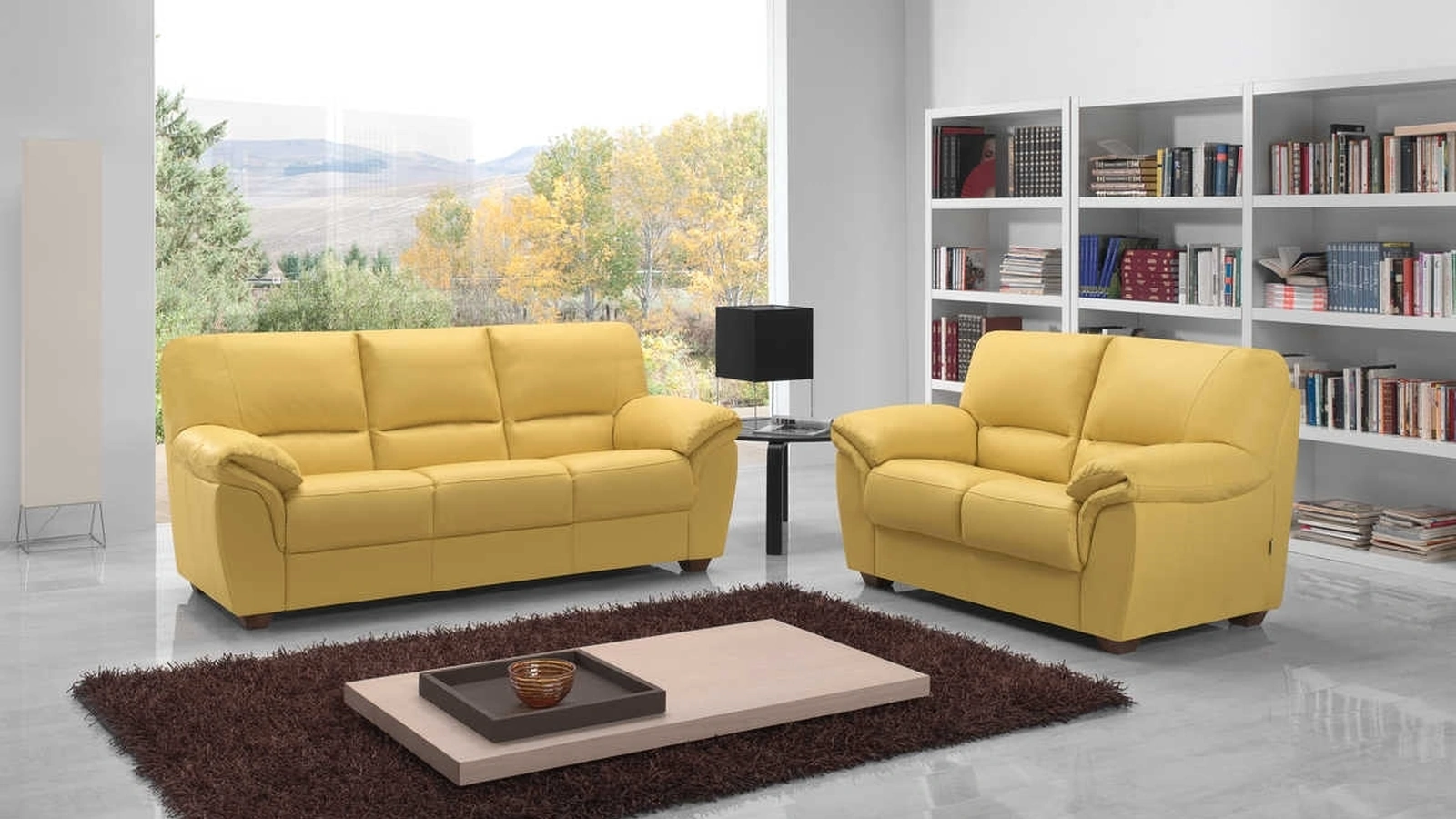 Divano lineare in pelle California di Tancredi salotti