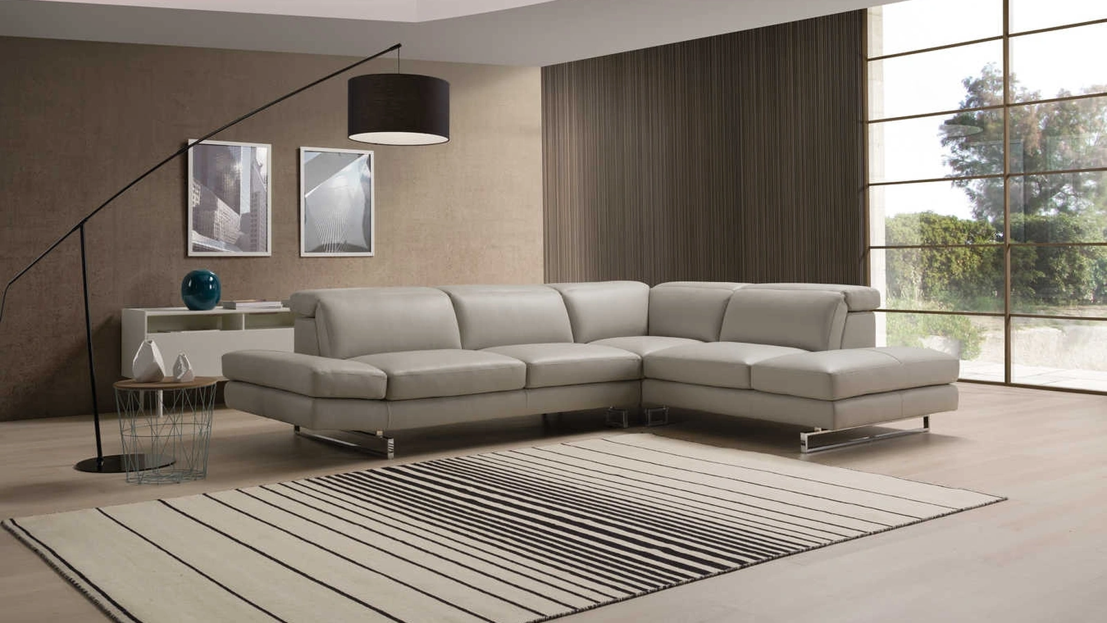 Divano angolare in pelle con poggiatesta reclinabili Capri di Tancredi salotti