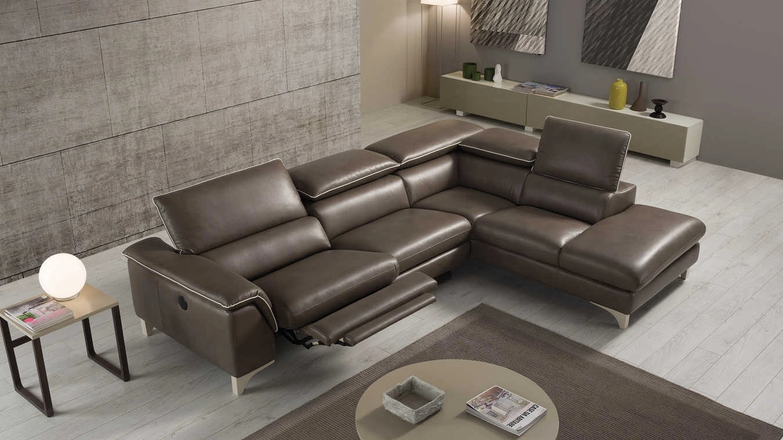 Divano relax in pelle angolare Caravaggio di Tancredi salotti