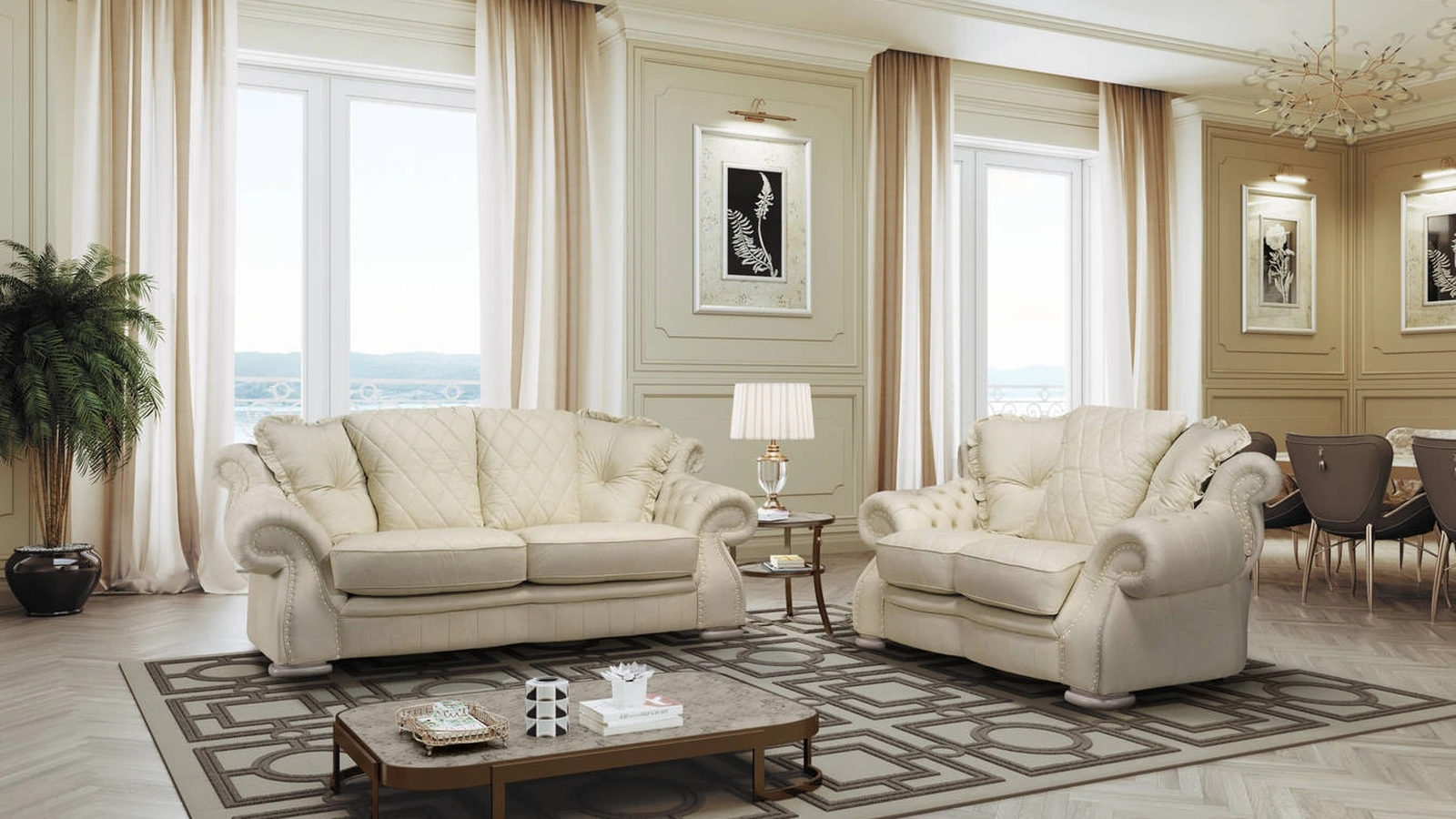 Divano classico lineare in pelle Chiara di Tancredi salotti