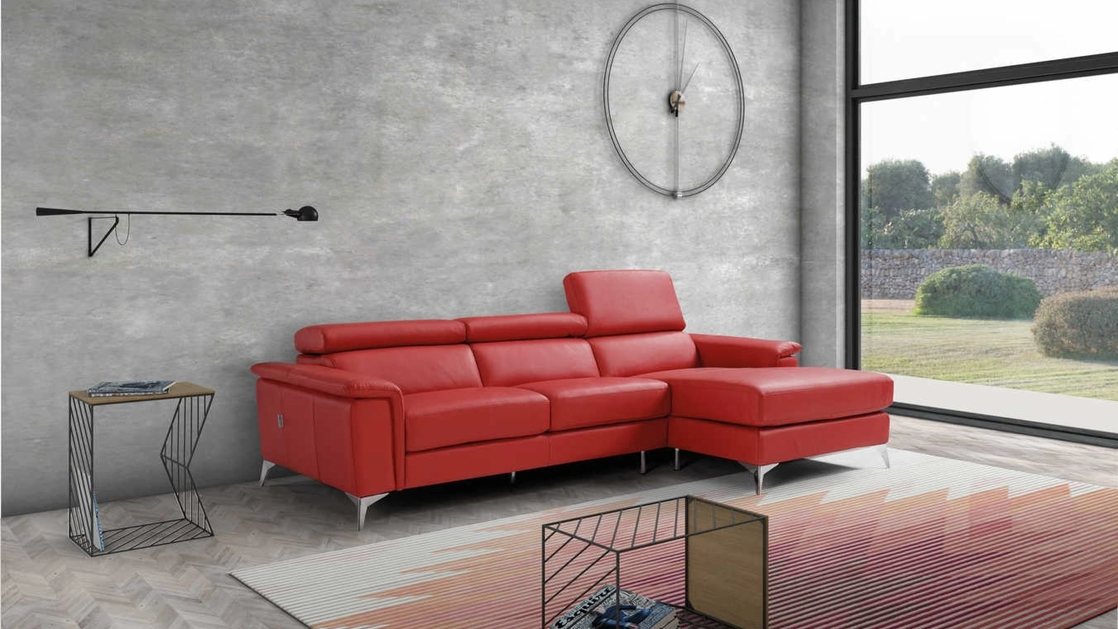 Divano relax in pelle con penisola Como di Tancredi salotti