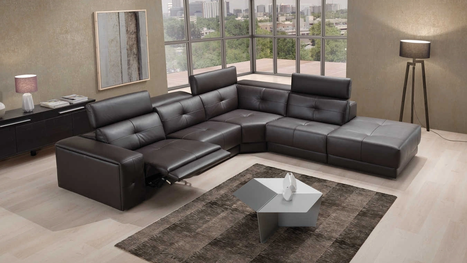 Divano relax angolare in pelle Manhattan di Tancredi salotti