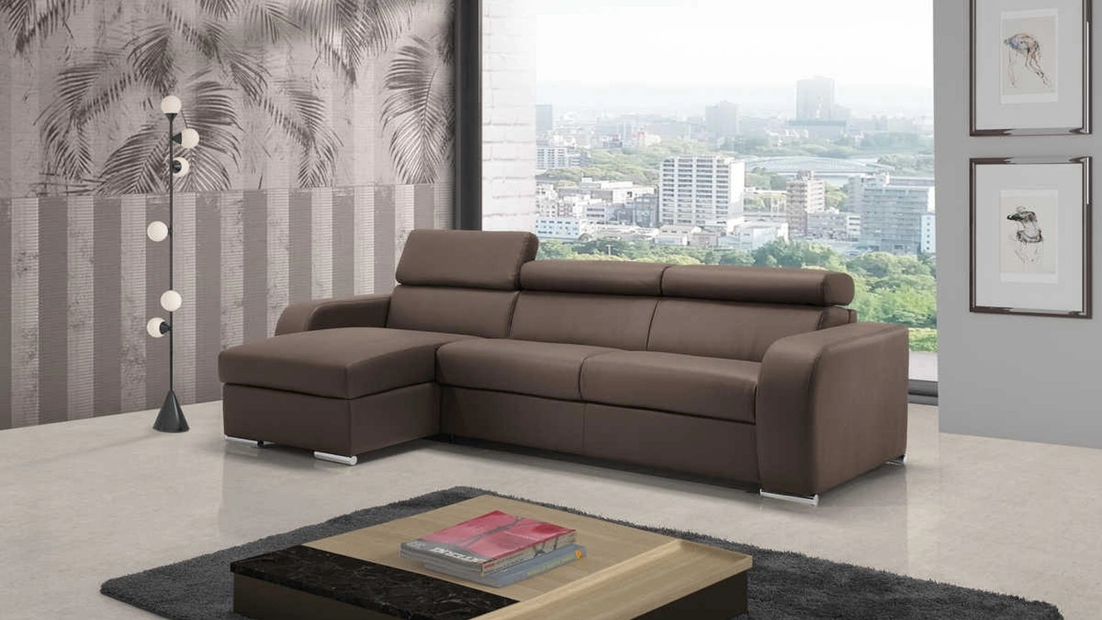 Divano Letto in pelle con penisola Martina di Tancredi salotti