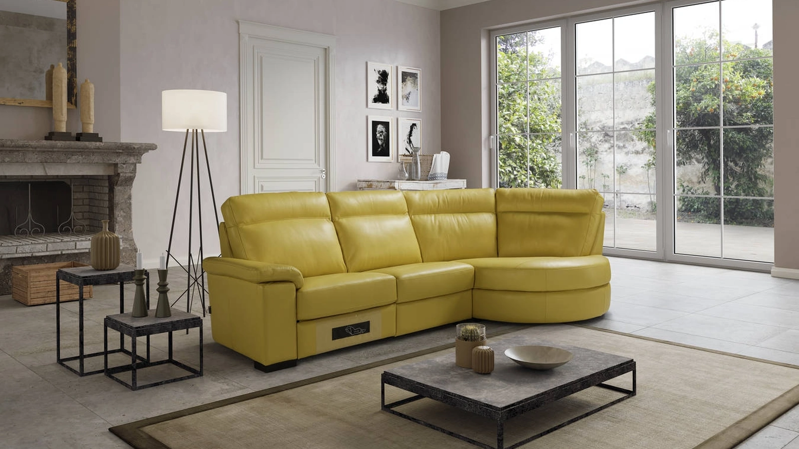 Divano relax angolare in pelle Monet di Tancredi salotti