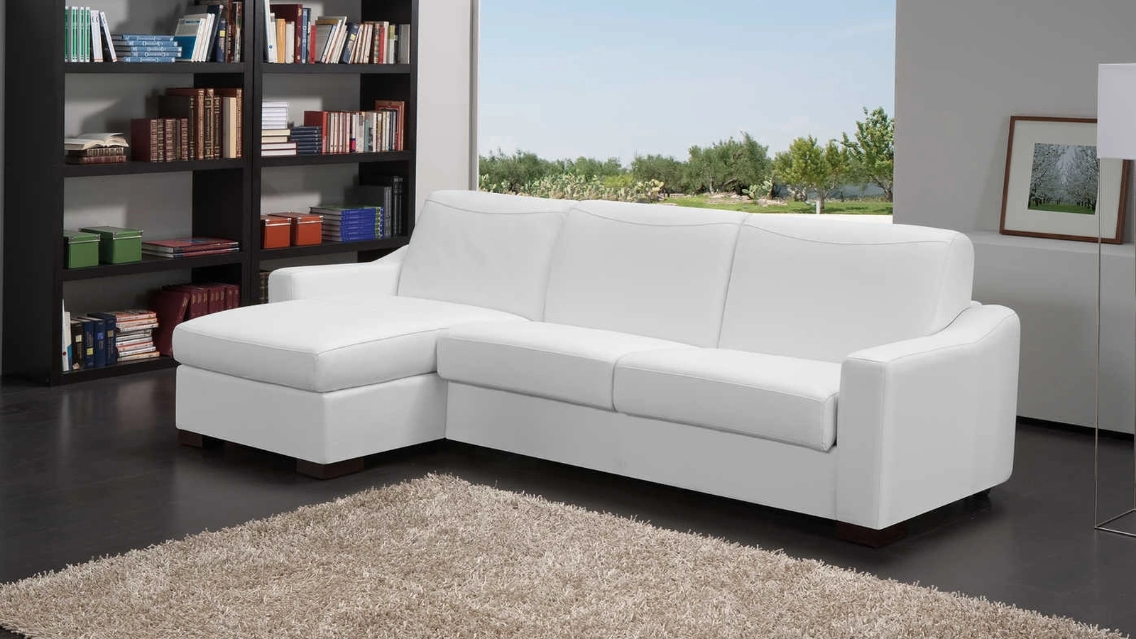 Divano Letto in pelle con penisola Noemi di Tancredi salotti