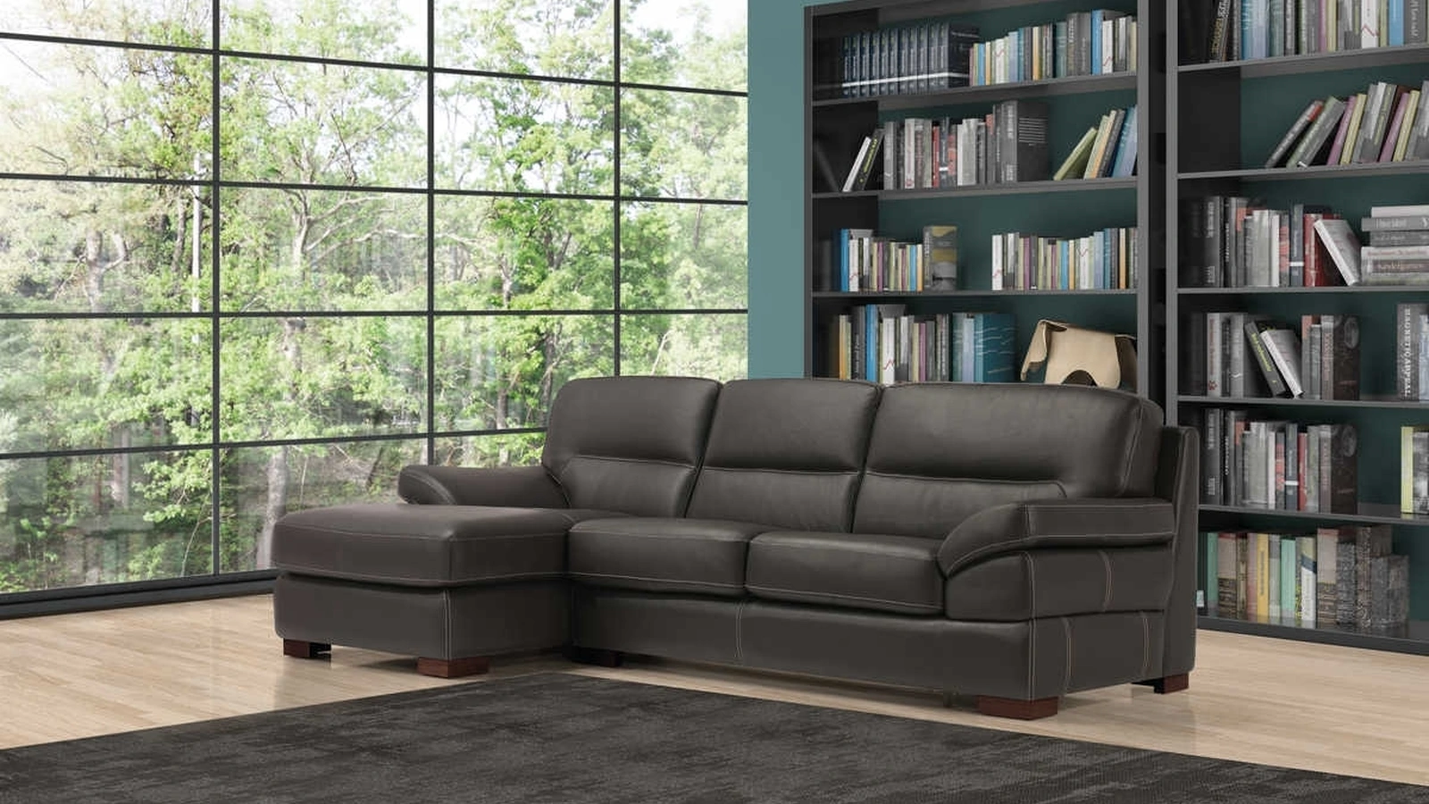 Divano Letto in pelle con penisola Raffaello di Tancredi salotti