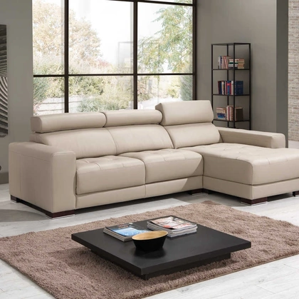 Divano in pelle con penisola Sliding di Tancredi salotti