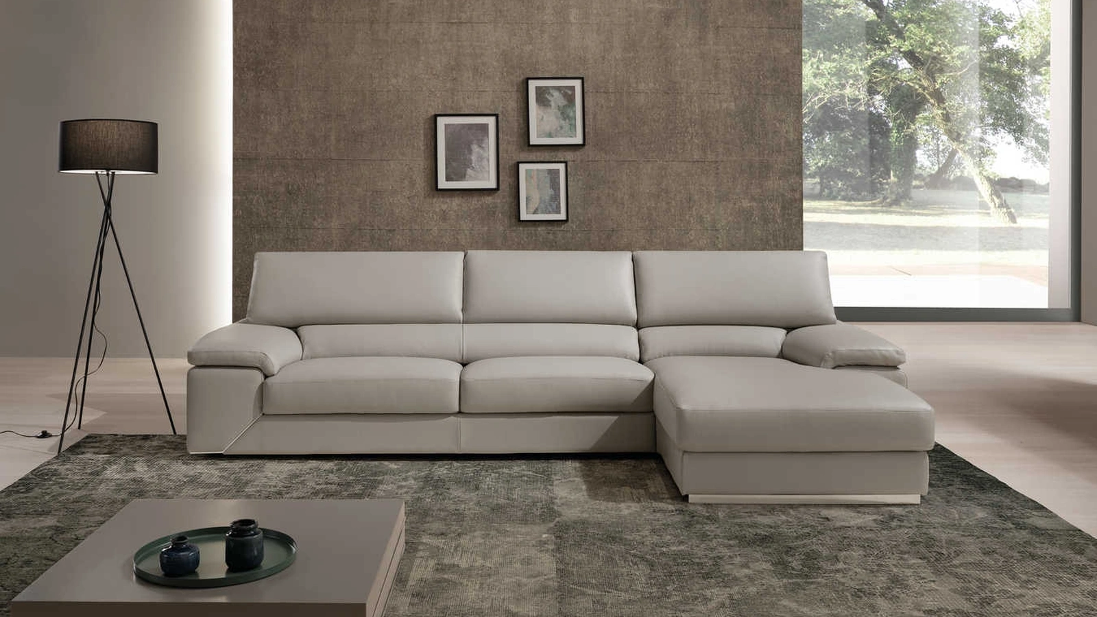 Divano in pelle con penisola Torino di Tancredi salotti