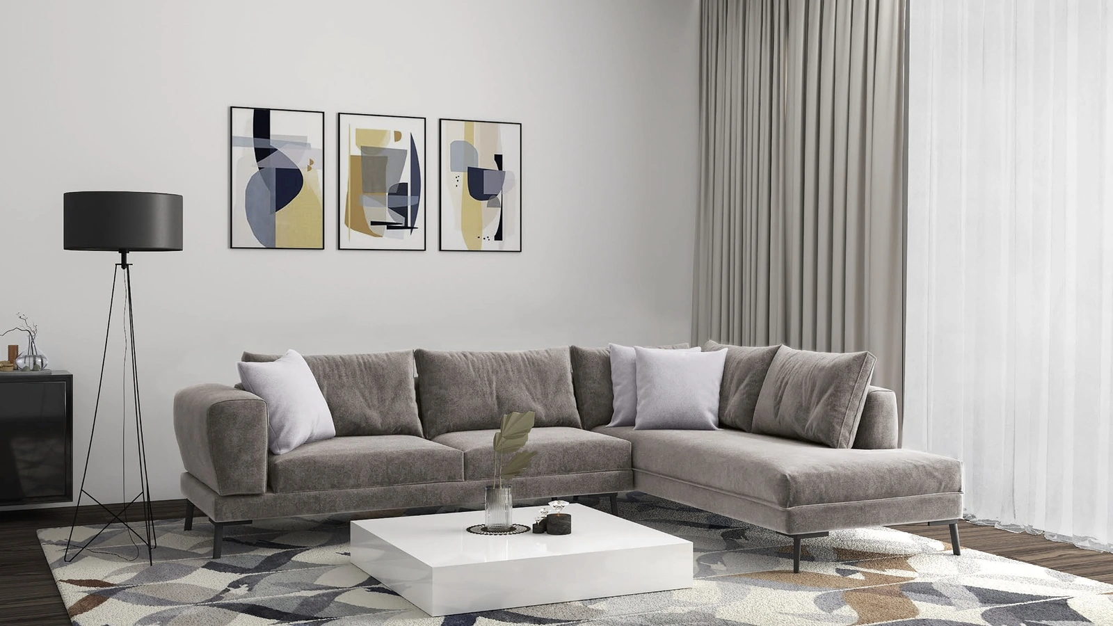 Divano con penisola Urban Style SD183 in tessuto di Imba Srl