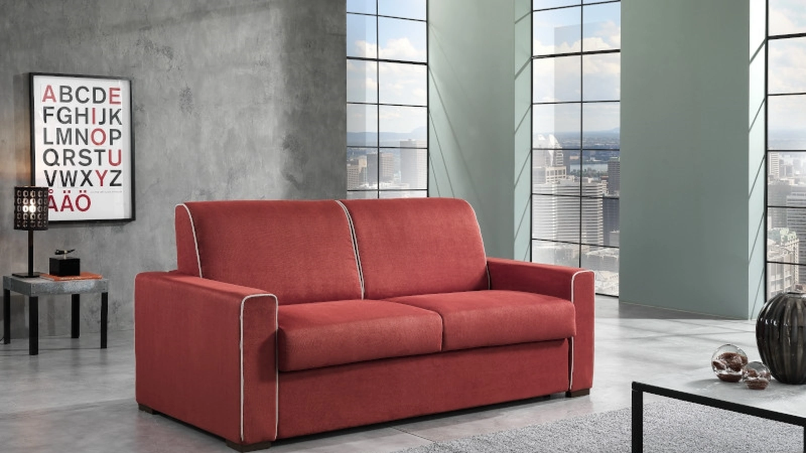 Divano Letto in tessuto con bordi in contrasto Vesuvio di Hoppla