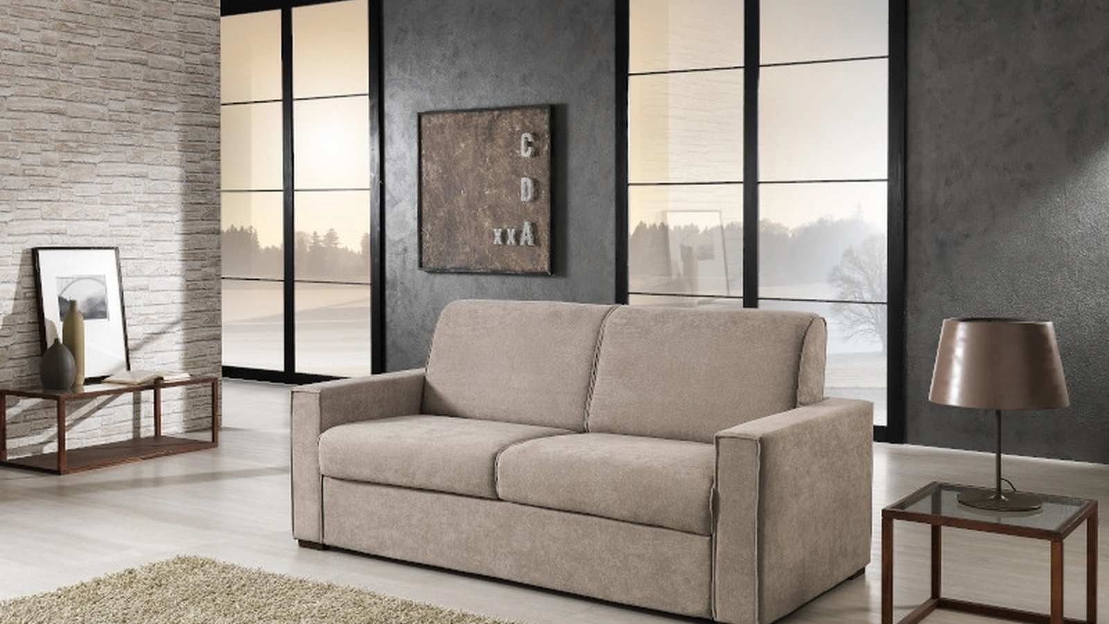 Divano Letto in tessuto con bordi in contrasto Vesuvio di Hoppla