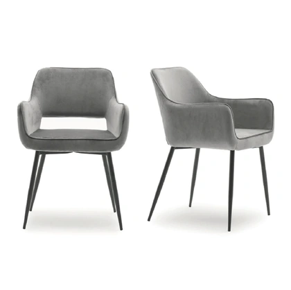 Sedia Road in tessuto imbottito e base in ferro di Devina Nais