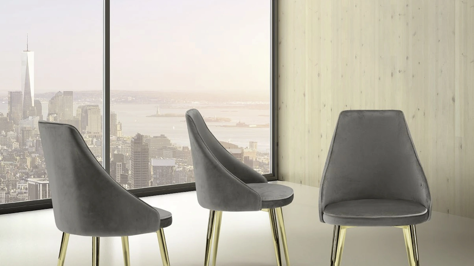 Sedia Urban Style SD04 in Nabuk con gambe in metallo di Imba Srl