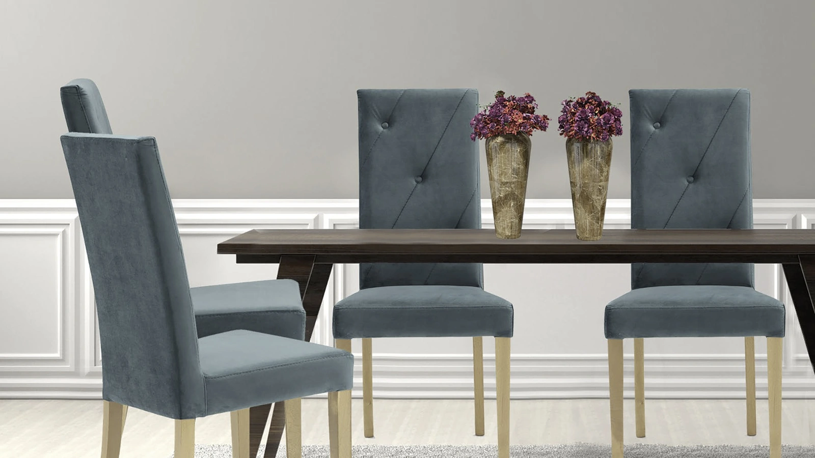 Sedia Urban Style SD20 in velluto con gambe in legno di Imba Srl