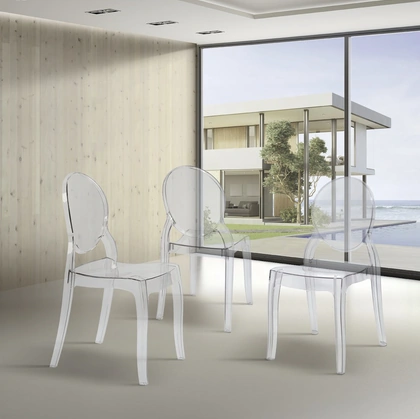 Sedia impilabile di design Urban Style SD70 in polipropilene trasparente di Imba Srl