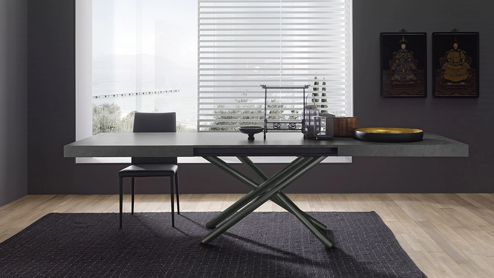 Tavolo allungabile Fahrenheit con top in nobilitato e base in metallo di Altacom