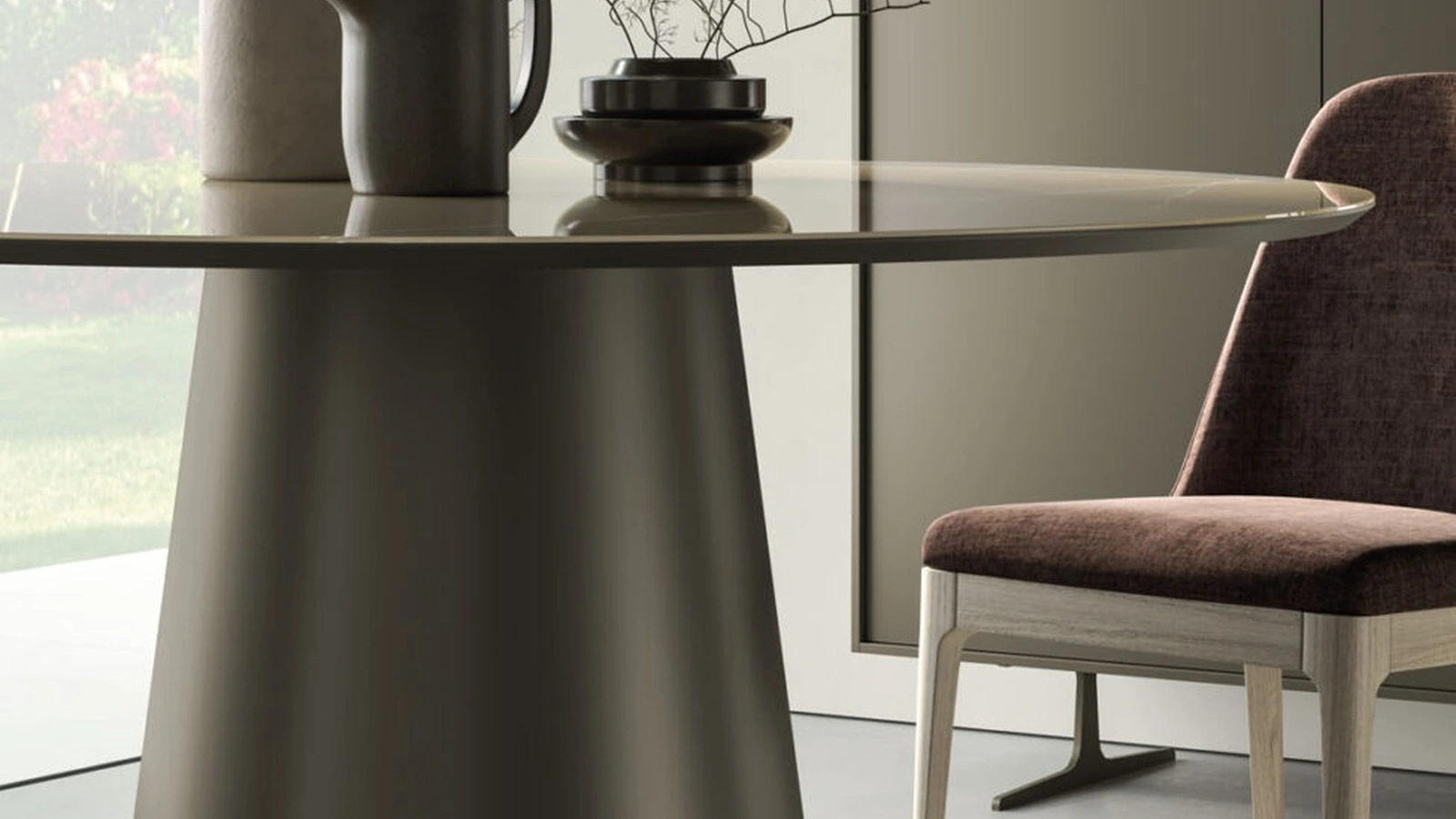 Tavolo rotondo Koni in laccato opaco di Orme