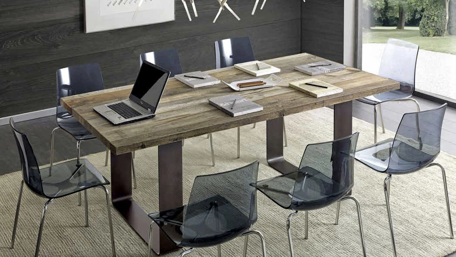 Tavolo Marte PT002 con top in legno di Ontano e gambe in Ferro di Imba Srl