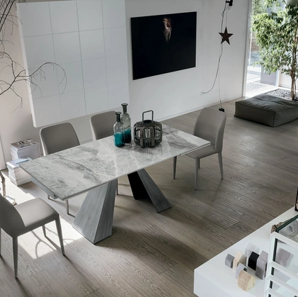 Tavolo allungabile Taurus in gres porcellanato con base in metallo di Target Point