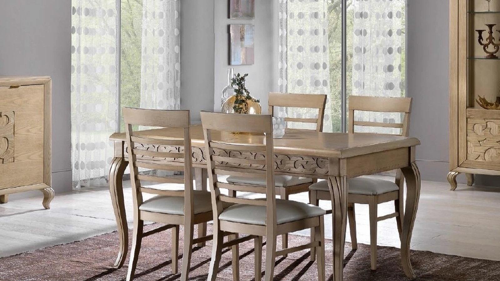 Tavolo allungabile Trend Style TR1205 in legno con decoro di Imba Srl