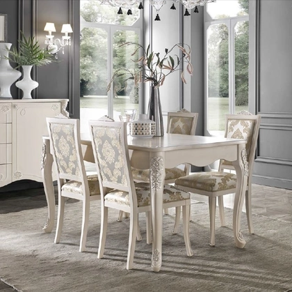 Tavolo allungabile Trend Style TR1249 in legno con intarsio floreale di Imba Srl