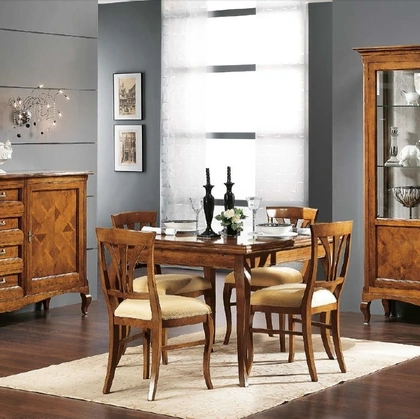 Tavolo quadrato allungabile Trend Style TR1364 in legno con top intarsiato di Imba Srl