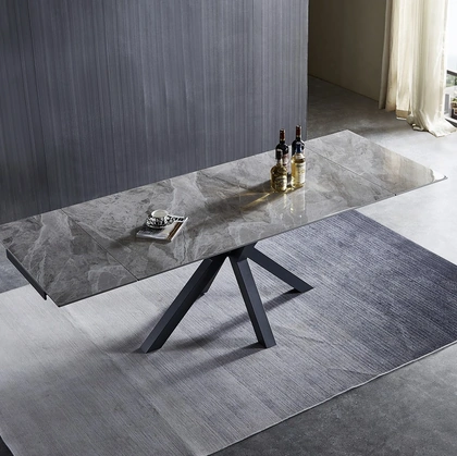 Tavolo allungabile Urban Style SD110 in gres Grigio chiaro venato lucido e base in acciaio di Imba Srl