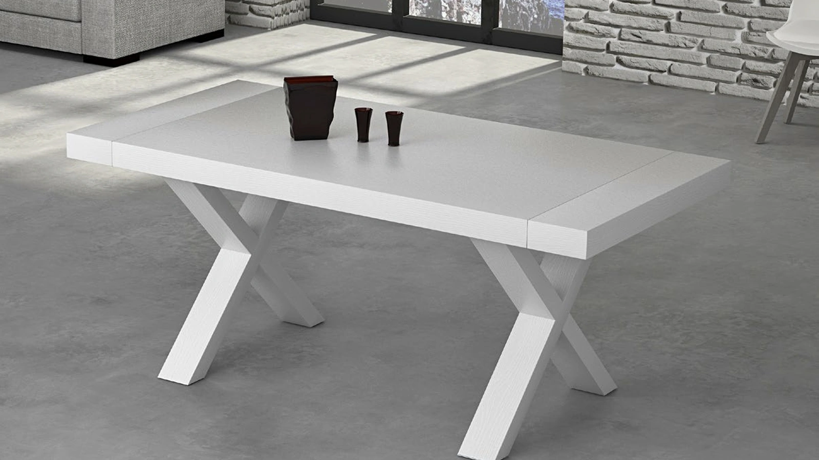 Tavolo allungabile Urban Style SD112 in nobilitato Bianco frassinato di Imba Srl