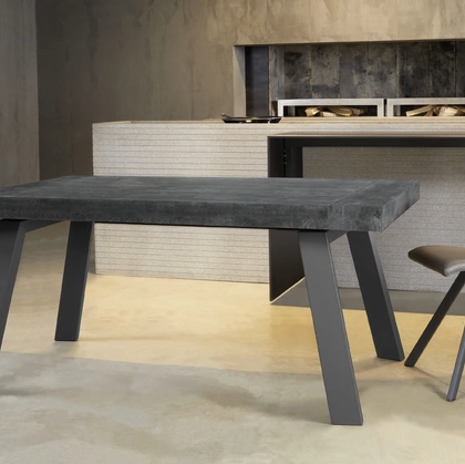 Tavolo allungabile Urban Style SD114 con top in laminato Grigio Roccia e base in acciaio verniciato di Imba Srl