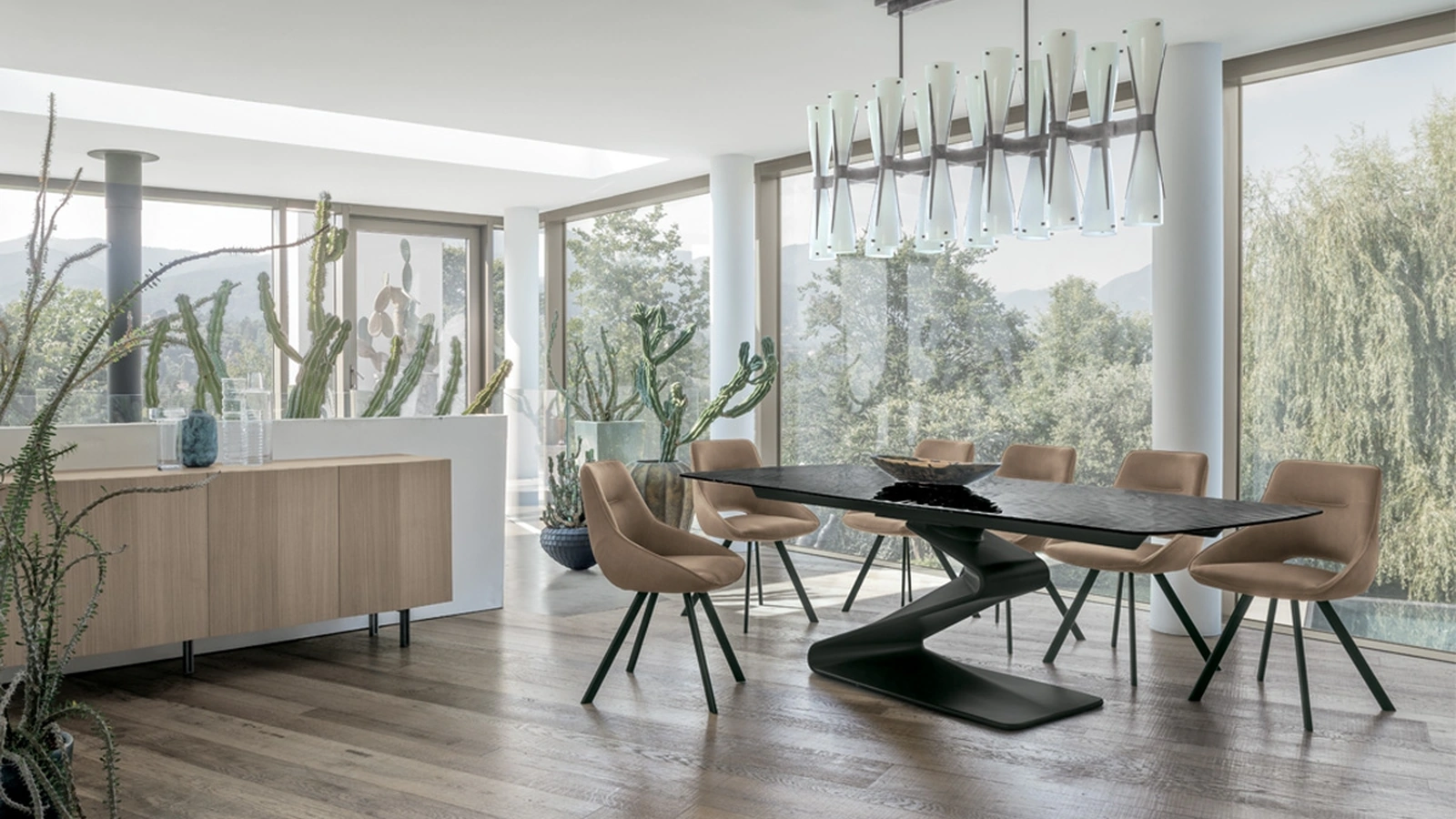 Tavolo Zed con piano in vetro di Target Point