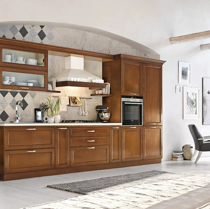 Cucina Classica lineare in legno I Ciliegi composizione 01 di Le Fablier